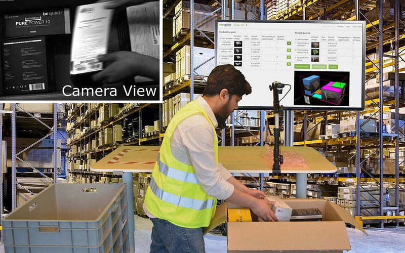 Camera-based AI packing station with guided 3D packing