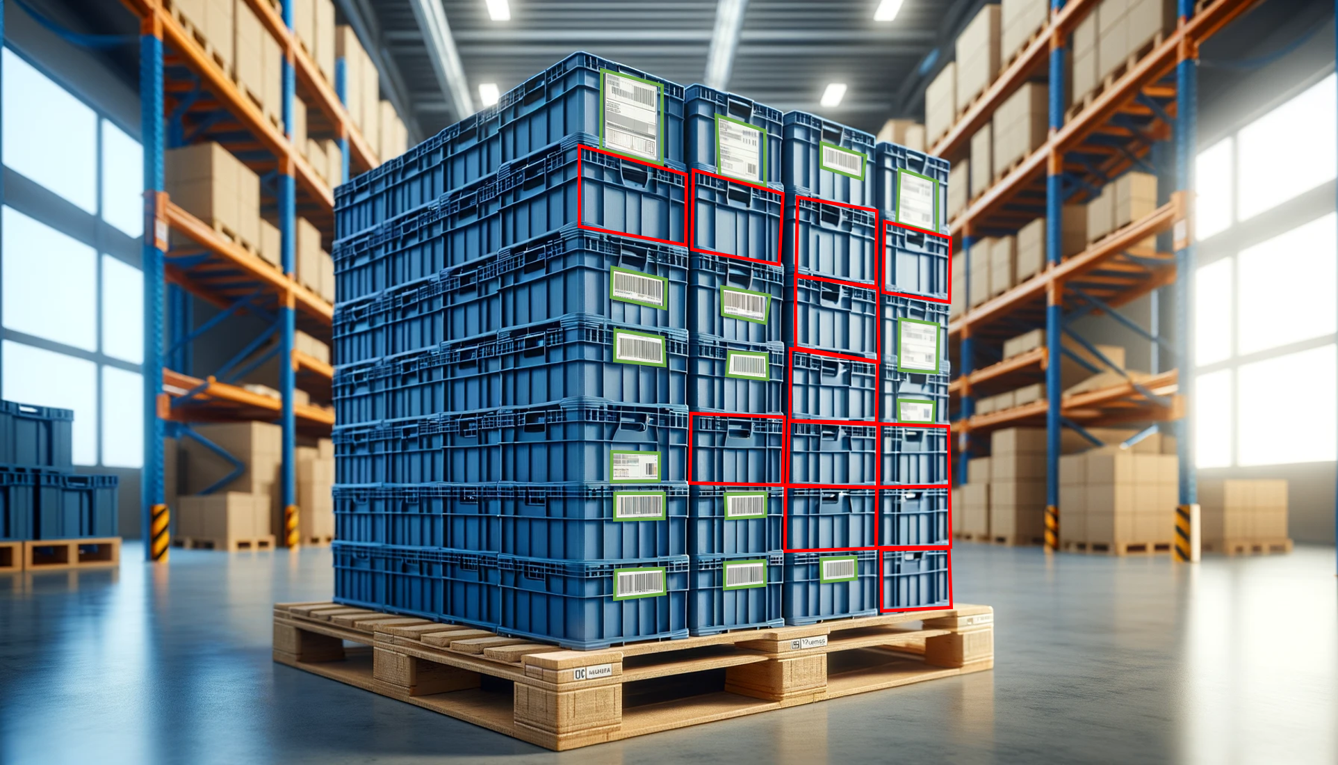 Pallet with totes — codes verified