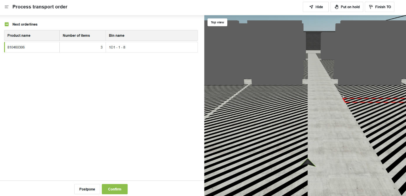 On-board forklift navigation UI with optimal routing