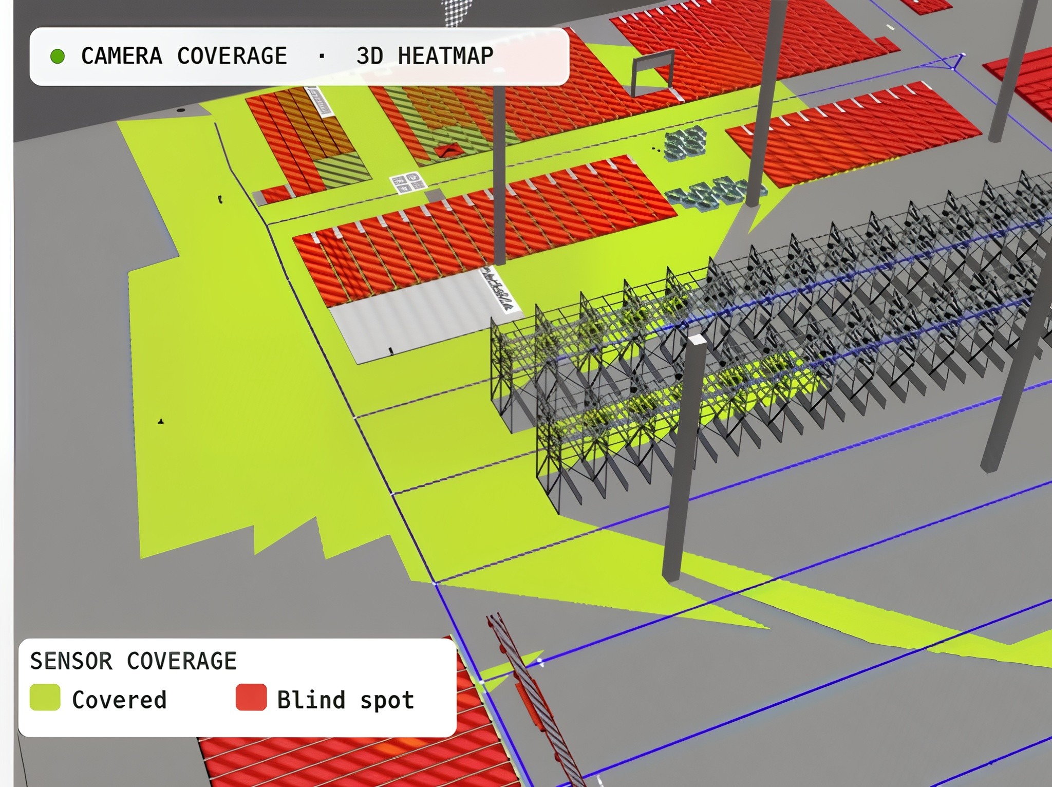 Shopfloor heatmap showing forklift dwell time across warehouse zones