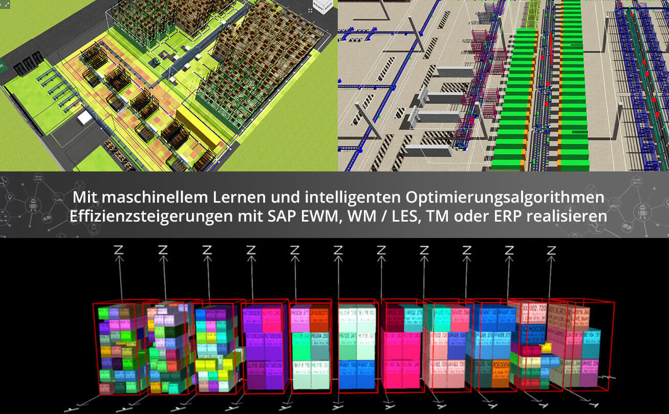 Reach significant efficiency increases in SAP EWM, WM / LES, TM or ERP with Machine Learning, Digital Twin and Optimization Algorithms